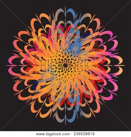 Ethnic Floral Colorful Tribal Circle Mandala. Abstract Geometry Circle. Illustrated Vector.