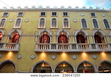Macau, China- 10 Apr, 2018: The Venetian Macau Interior View. Macau Is The Gambling Capital Of Asia.