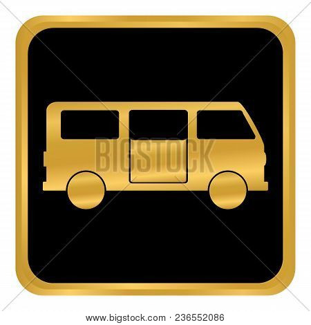 Minibus Button On White Background. Vector Illustration.