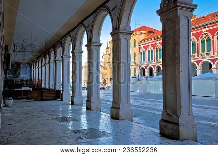 Prokurative Square Of Split Arcades View, Dalmatia Region Of Croatia