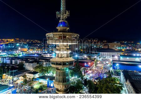 Aerial View Of The Tower Of Ote And The International Exhibition Of Thessaloniki