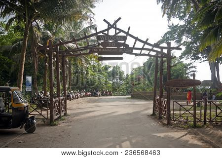 Wooden Gate Entranceat Radhanagar Beach On Havelock Island, Andaman And Nicobar Islands, India. 18 J