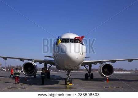 Borispol, Ukraine - March 26, 2018: Meeting Of The First Flight To Ukraine Of Swiss International Ai