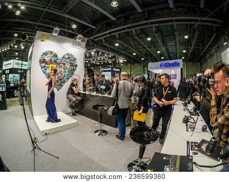Moscow, Russia - April 13, 2018: Booth Of Nikon Company At Photoforum 2018 Trade Show And Exhibition