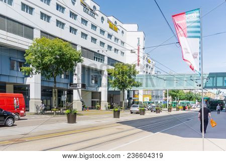 BASEL, SWITZERLAND - June 16, 2017: Street view of Basel cityscape, Switzerland