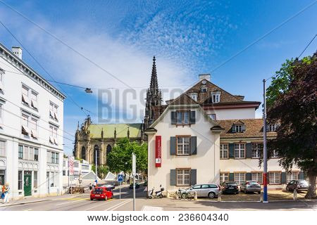 BASEL, SWITZERLAND - June 16, 2017: Old Town of Basel, Switzerland