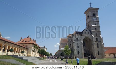 Alba Iulia, Romania, July 22, 2017: Interior Of Citadel, Alba Iulia Fortress Complex,transylvania,ro