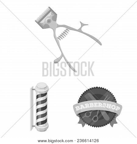 Barbershop And Equipment Monochrome Icons In Set Collection For Design. Haircut And Shave Vector Sym