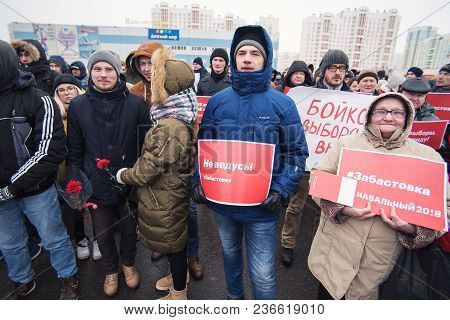 January 28, 2018, Russia, Rostov-on-don. The Meeting Strike Of Voters Directed Against The Elections