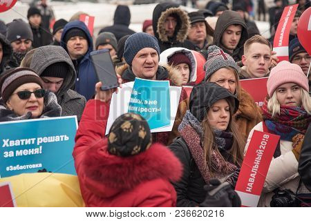 January 28, 2018, Russia, Rostov-on-don. The Meeting Strike Of Voters Directed Against The Elections