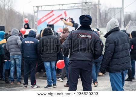 January 28, 2018, Russia, Rostov-on-don. The Meeting Strike Of Voters Directed Against The Elections