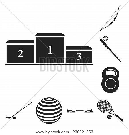 Different Kinds Of Sports Black Icons In Set Collection For Design. Sport Equipment Vector Symbol St