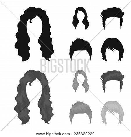 Mustache And Beard, Hairstyles Black, Monochrom Icons In Set Collection For Design. Stylish Haircut 