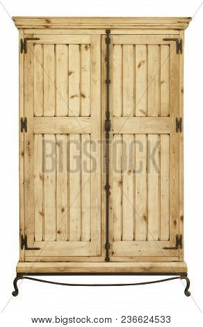 Traditional Vintage Wooden Wardrobe Closet With Ironmongery