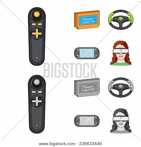 Game Console And Joystick Cartoon, Monochrome Icons In Set Collection For Design.game Gadgets Vector