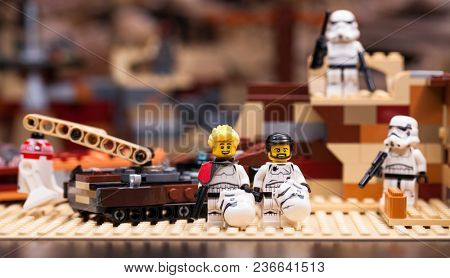 RUSSIA, April 12, 2018. Constructor Lego Star Wars. Episode IV, Squad of stormtroopers