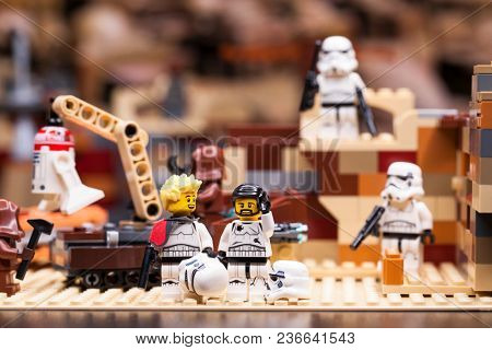 RUSSIA, April 12, 2018. Constructor Lego Star Wars. Episode IV, Squad of stormtroopers