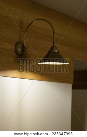 Metal Brass Light Fixture Fixed On The Wall