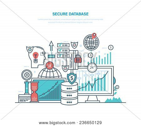 Secure Database. Data Protection, Backup Files And Information Archives, Media Server And Cloud Stor