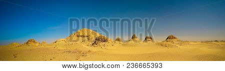 Sunset View To Nuri Pyramids In Desert At Napata, Karima Region , Sudan