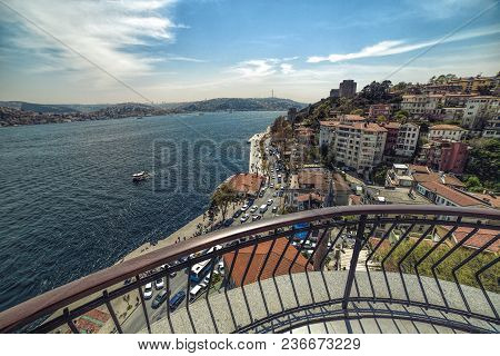 Aerial View Of Bosphorus And Fortress Rumeli Hisari In Istanbul, Turkey