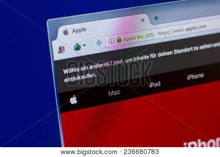 Ryazan, Russia - April 16, 2018 - Homepage Of Apple Website On The Display Of Pc, Url - Apple.com