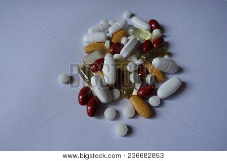 Handful Of Five Different Types Of Pills