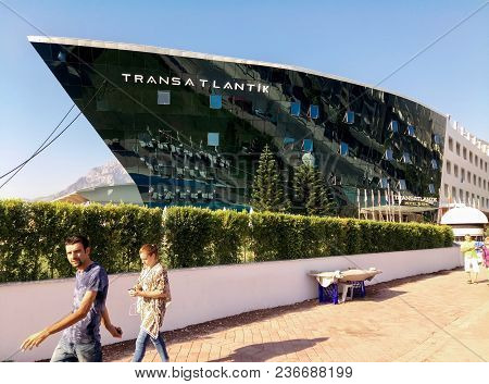 27 September 2017, Goynuk, Turkey. The Central Street With A Large Hotel Transatlantik In Shape Of S