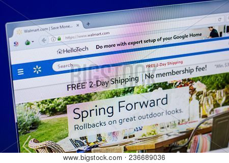 Ryazan, Russia - April 16, 2018 - Homepage Of Walmart Website On The Display Of Pc, Url - Walmart.co