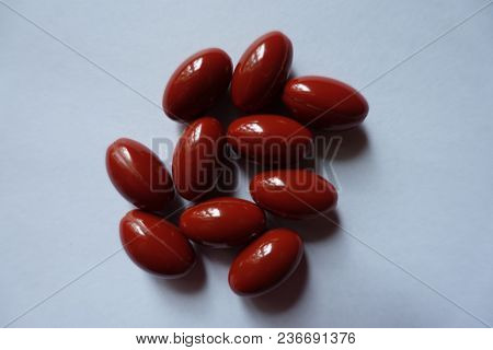 Top View Of Heap Of Lutein Capsules