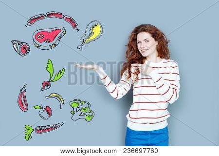 Positive Nutritionist. Friendly Qualified Experienced Nutritionist Feeling Confident While Talking A