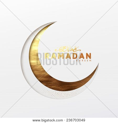Ramadan Vector Background. Effect Of The Cut Paper With The Embossed Arabic Calligraphic Text Of Ram