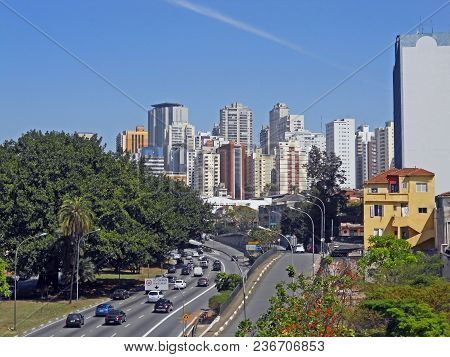View Of The 23 De Maio Avenue In Sao Paulo, Brazil