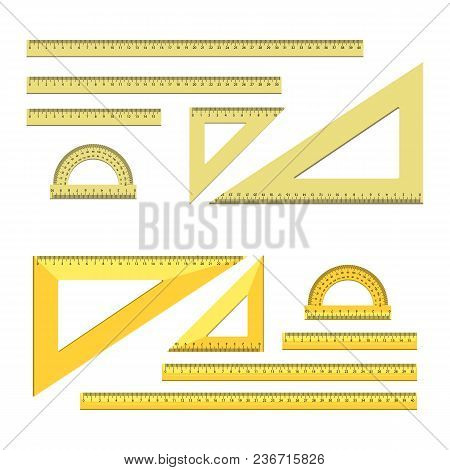 Ruler Chancery Tools Set. Flat Illustration Of 12 Ruler Chancery Tools Vector Objects For Web