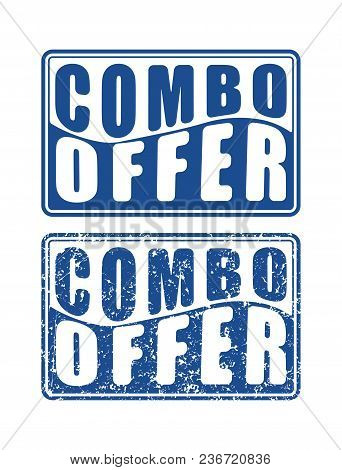 Pair Of Combo Offer Blue Square Rubber Stamps In Grunge And Solid Style.