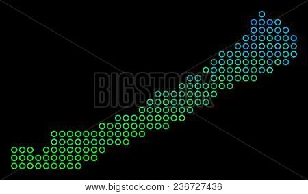 Dotted Gradient Balaton Lake Map. Vector Geographic Map In Green And Blue Gradiented Color Tinges On