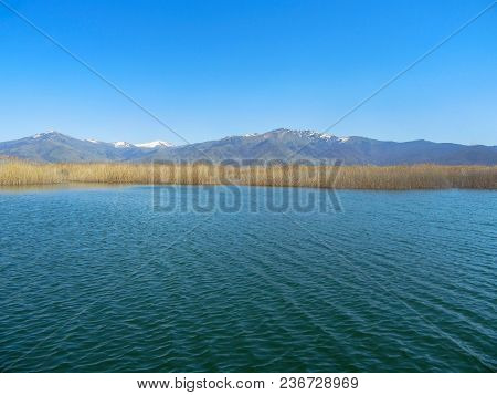 Landscape Of Little Prespa Lake, Municipality Of Devol, Greece.