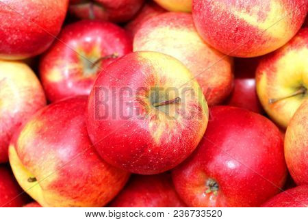 Background Of Red Big Apples For Sale