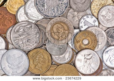 Coins Currency From Multiple Countries.