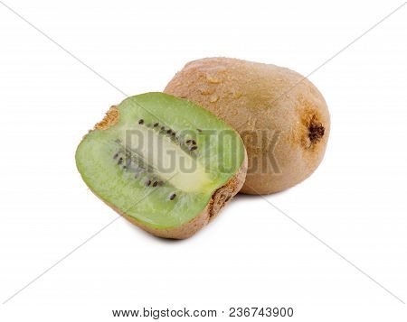 Fresh Sliced Kiwi On A White Background. Natural Fruits . Kiwi Flatlay