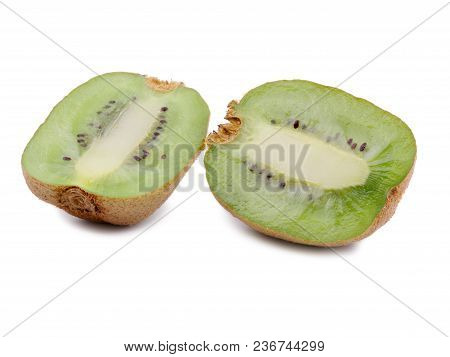 Fresh Sliced Kiwi On A White Background. Natural Fruits . Kiwi Flatlay