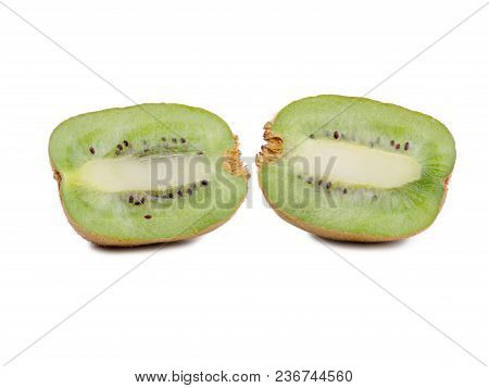Fresh Sliced Kiwi On A White Background. Natural Fruits . Kiwi Flatlay