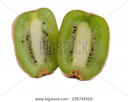 Fresh Sliced Kiwi On A White Background. Natural Fruits . Kiwi Flatlay