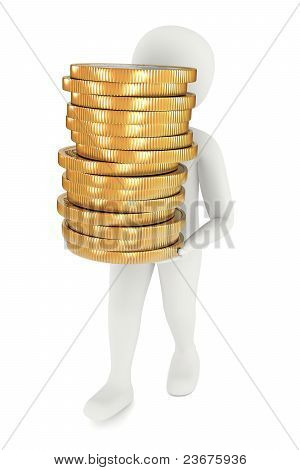 Hombre 3D llevar monedas