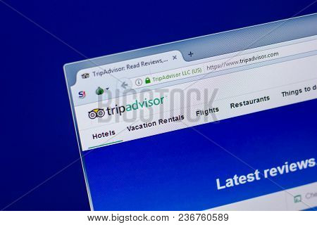Ryazan, Russia - April 16, 2018 - Homepage Of Tripadvisor Website On The Display Of Pc, Url - Tripad