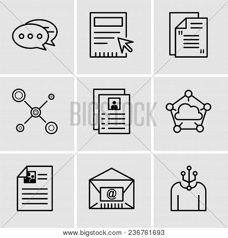 Set Of 9 Simple Editable Icons Such As Human, Mail, Cloud Computing, Flyer, Network, Mail, Blank, Ch