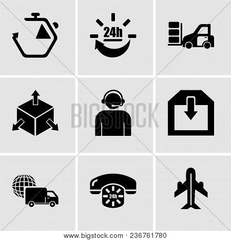 Set Of 9 Simple Editable Icons Such As Airplane In Vertical Ascending Position, 24 Hours Phone Servi