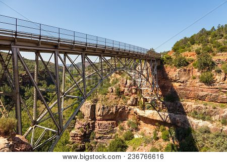 View Of The Midgley Bridge Over Wilson Canyon Near Sedona, Arizona, Usa.