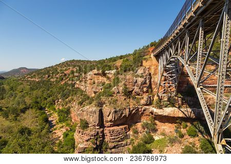 View Of The Midgley Bridge Over Wilson Canyon Near Sedona, Arizona, Usa.