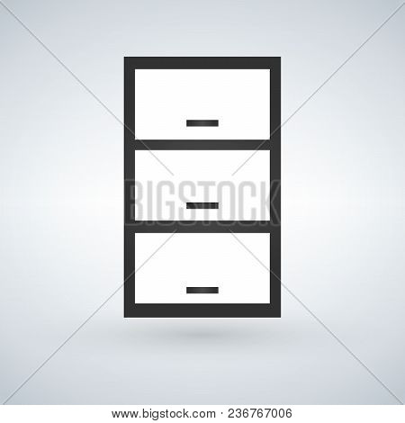 Drawer, Nightstand Or Bedside Table With Handles Front View. Vector Isolated On Modern Background